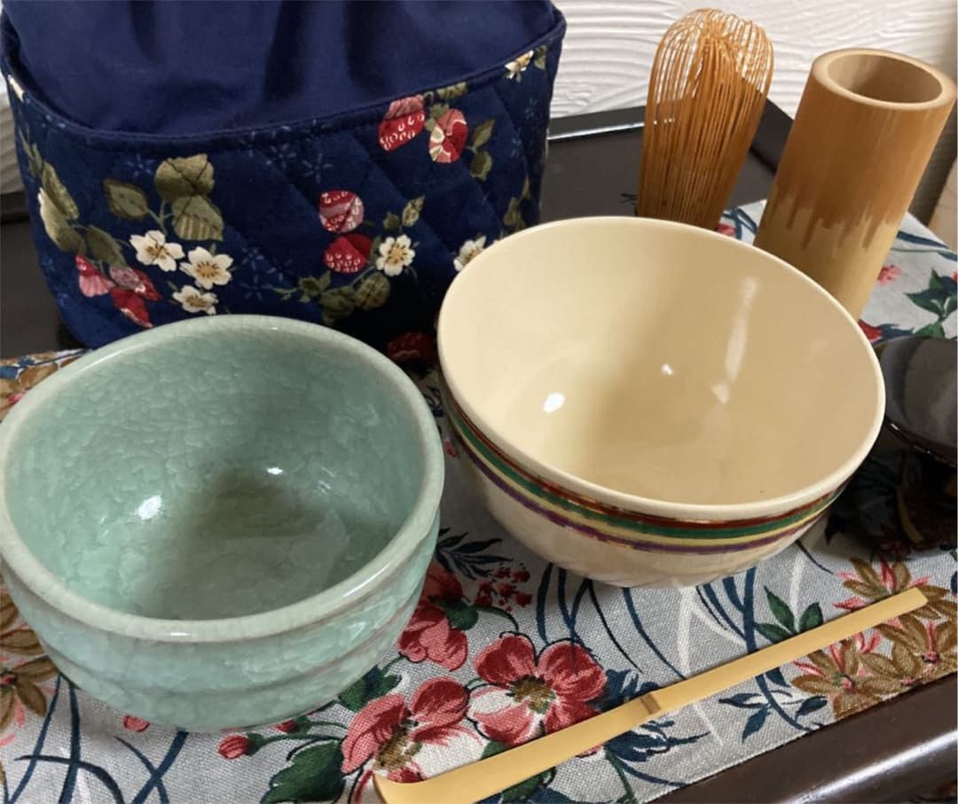 茶道具　野天用　巾着入りセット