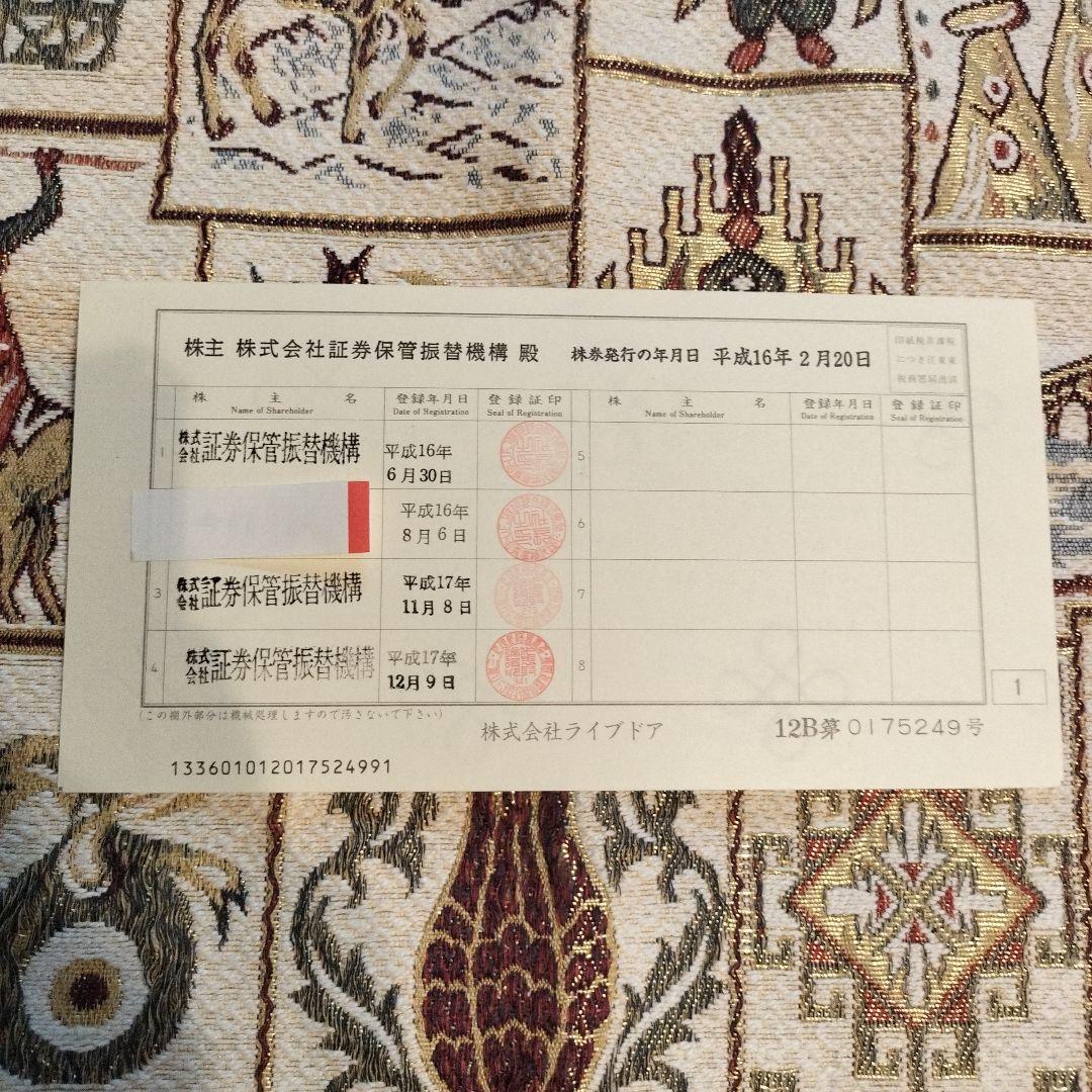 株式会社ライブドア 株券
