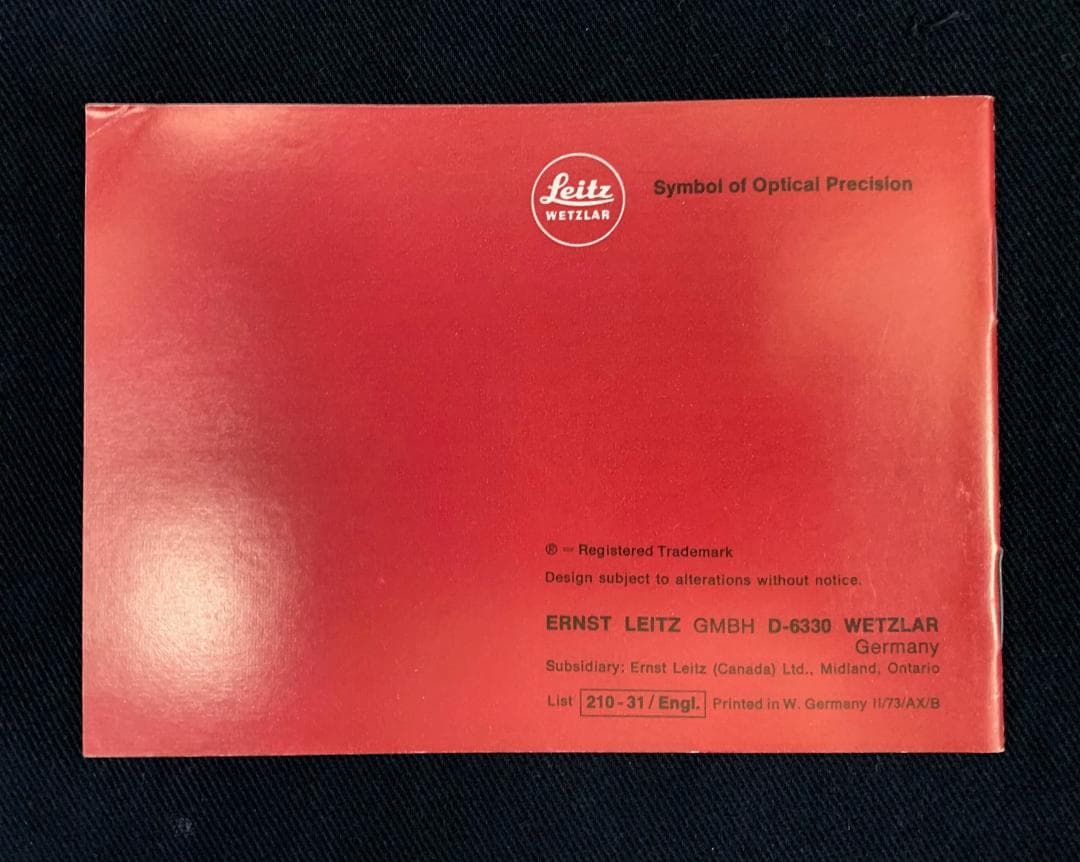 ライカ Leitz 1973年 LEICINA SPECIAL 貴重 取扱説明書