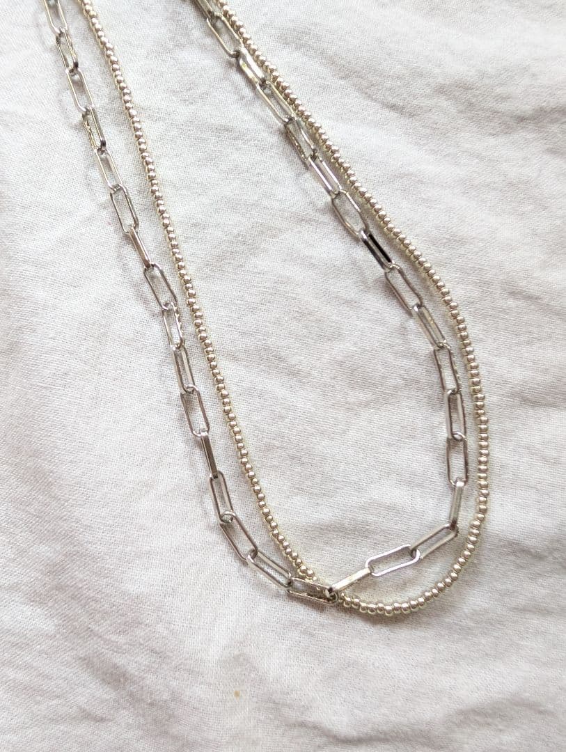 silver✕silverbeadsネックレス