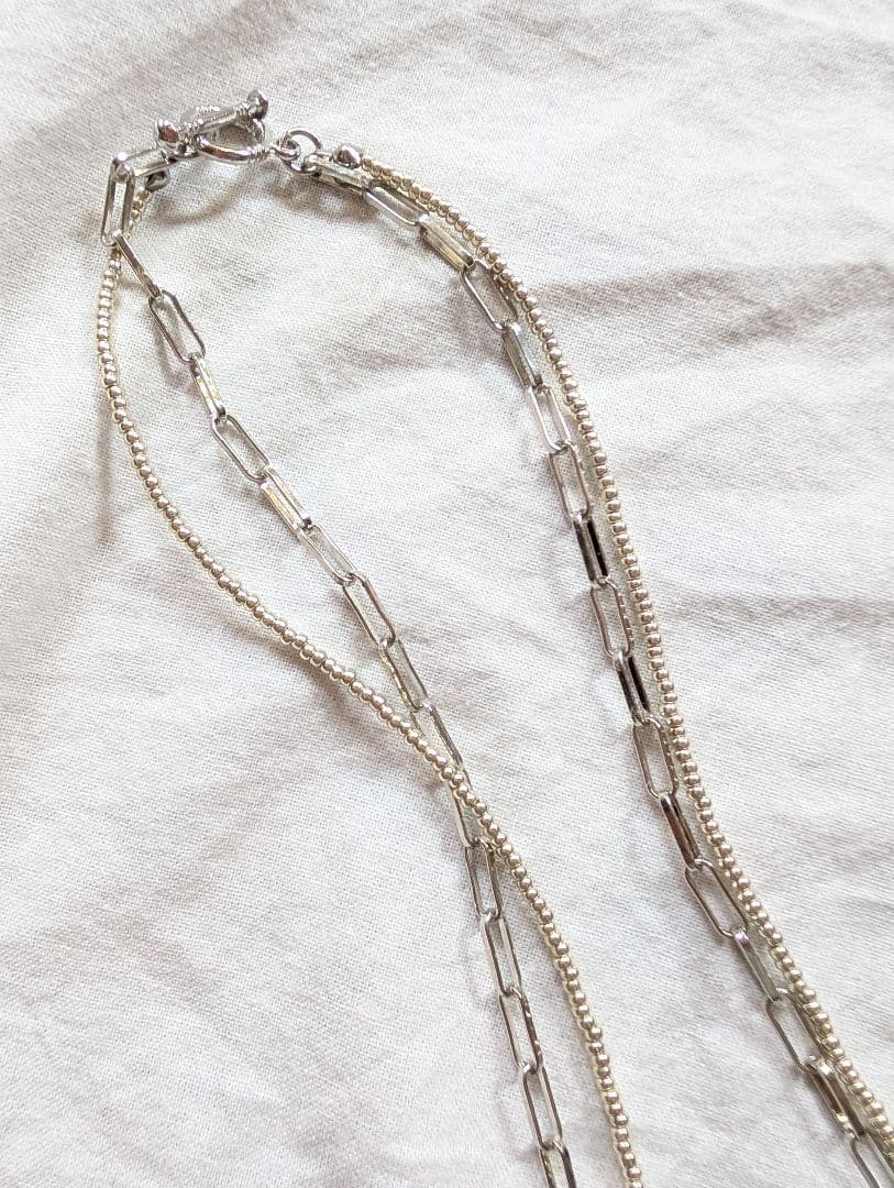 silver✕silverbeadsネックレス