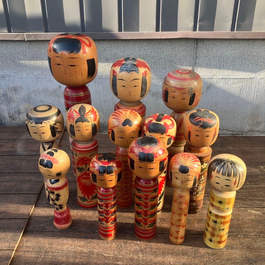 D-3 伝統こけし まとめ売り 13本セット 遠刈田系 鳴子系 作並系 ほか