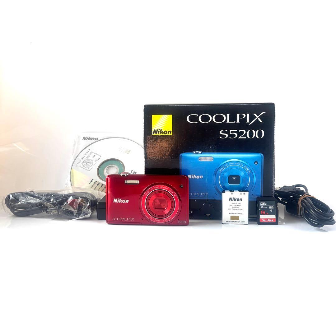 ✨美品すぐ使えます✨Nikon COOLPIX S5200 レッド 付属品多数✨