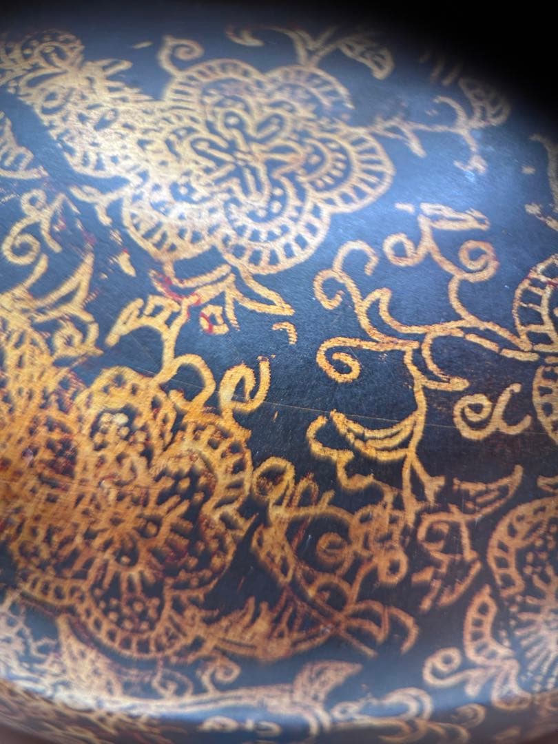 【大清乾隆年製】金彩唐草文 銅製　543g 重厚 骨董 古美術　湯婆（湯たんぽ）