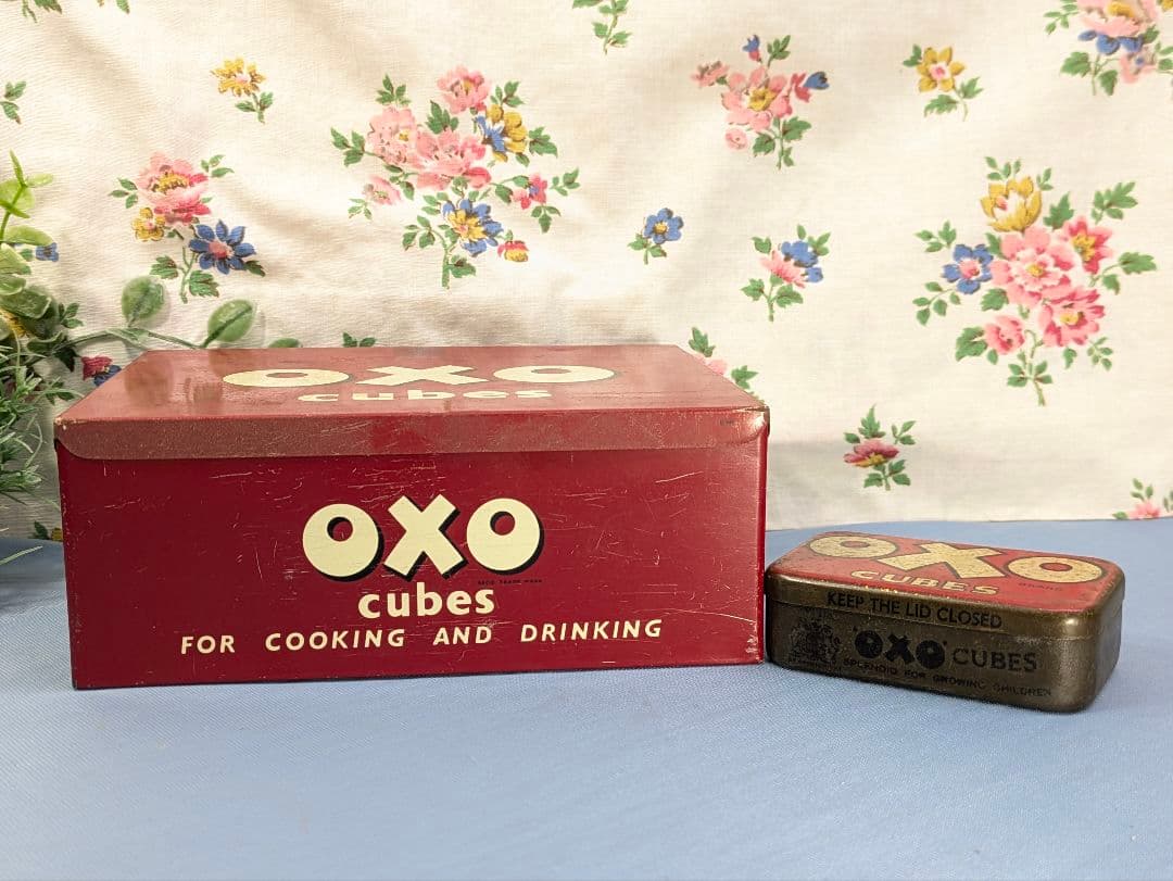 イギリス アンティーク oxo 缶 大小２個oxoボトル oxoスプーン セット
