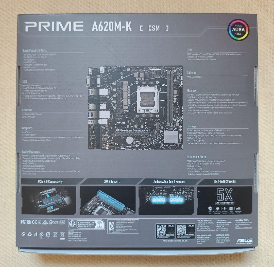 ASUS PRIME A620M-K-CSM AM5 マザーボード　未使用