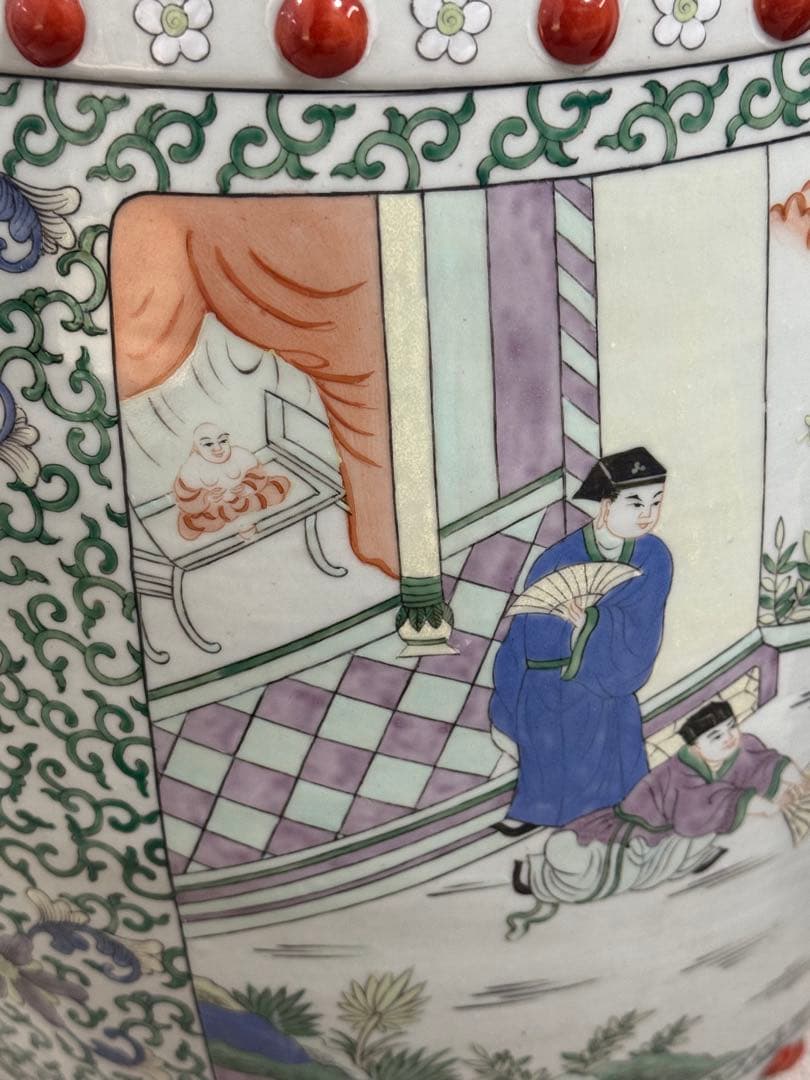 中国　粉彩人物圖　墩② 送料込み260206