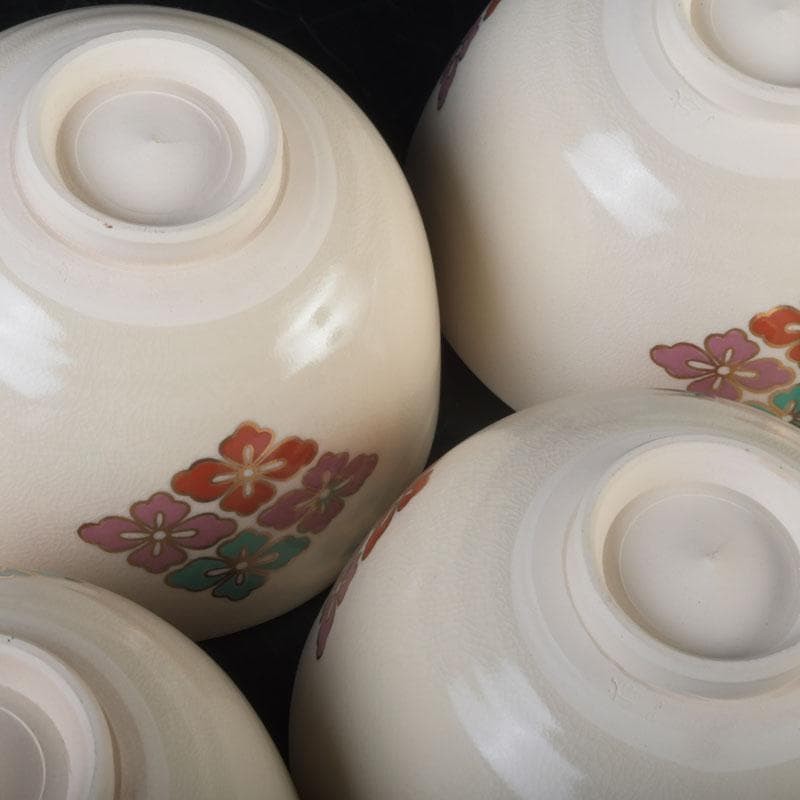 茶道具　京焼　加賀瑞山造　色絵金彩　花文　数茶碗　五客　N　9915