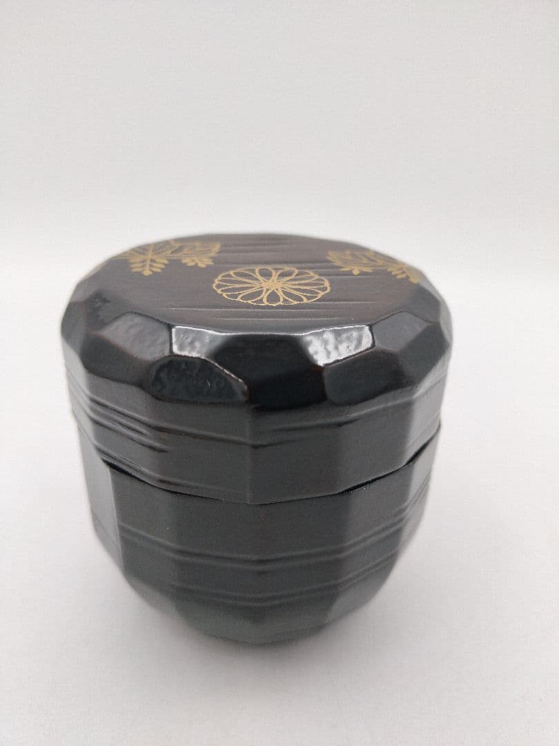 d160【新品・未使用】大棗 菊桐蒔絵 坂下雄峰 山中 木箱 茶道具