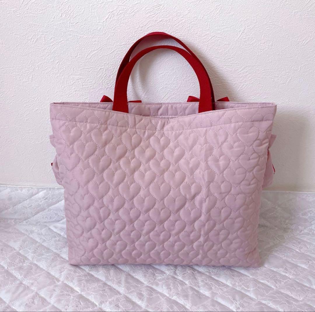 レッスンバッグ.体操服入れ.上靴袋3点セット♡ハート柄キルティングくすみピンク