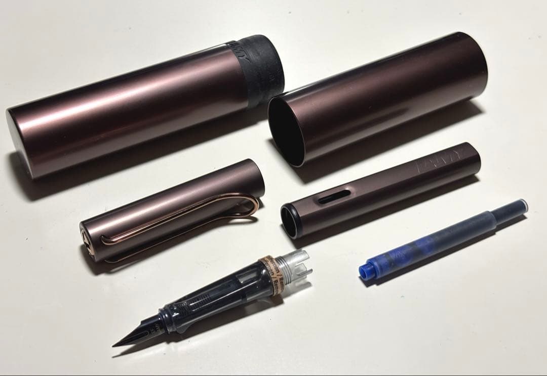 【新品・未使用】LAMY 万年筆 EF マロン　アルミボディ　インク・ケース付