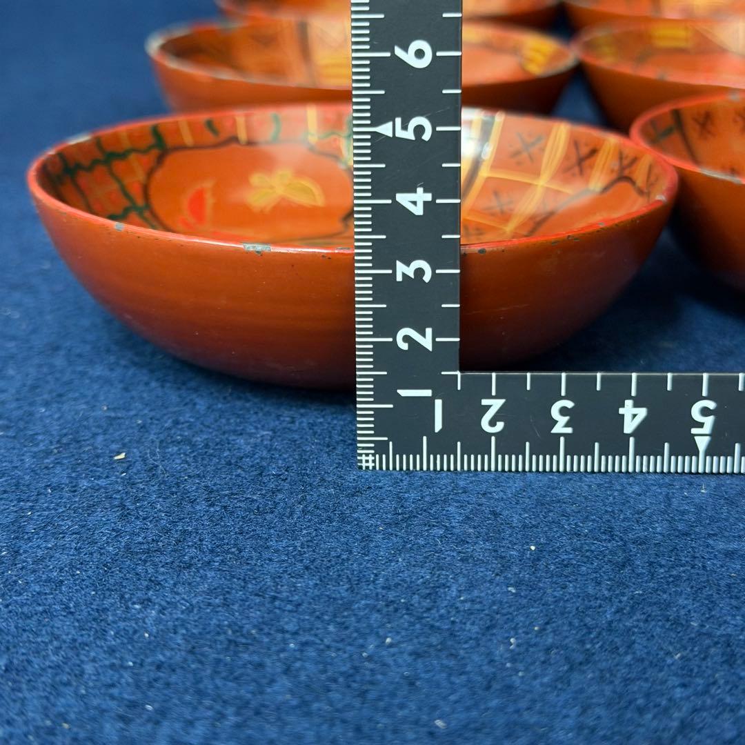 吉野塗 朱漆塗 菊蒔絵 銘々皿 20客 天然木 菓子皿 古玩 旧家 蔵出 骨董品