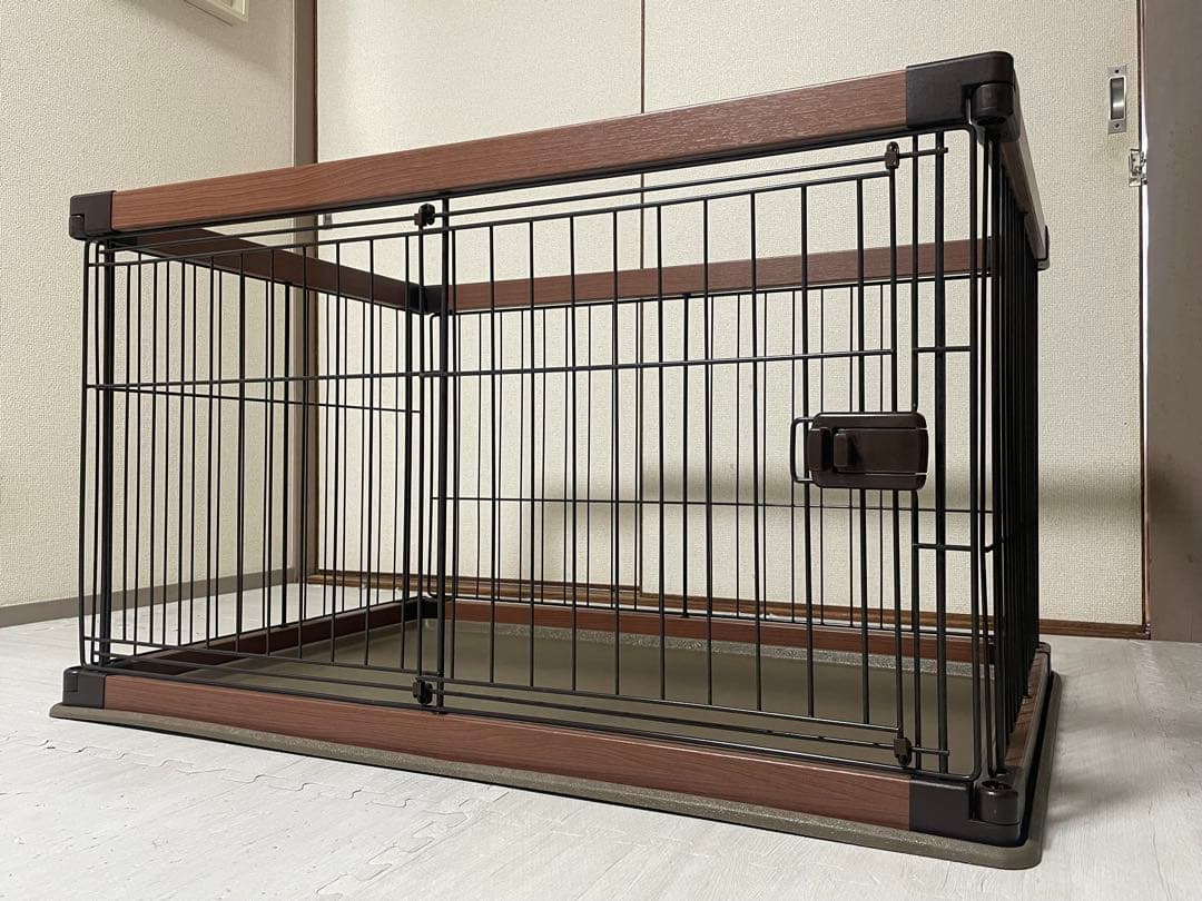 木目調 ペットケージ 約69×94×55cm 小型犬用 美品 室内用 サークル