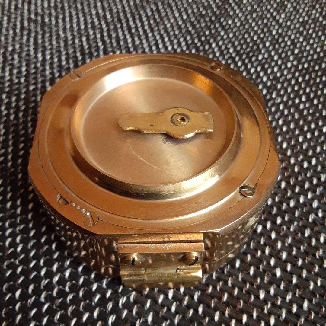 古い舶来航海用真鍮コンパス/水準器付稼働Stanley London India