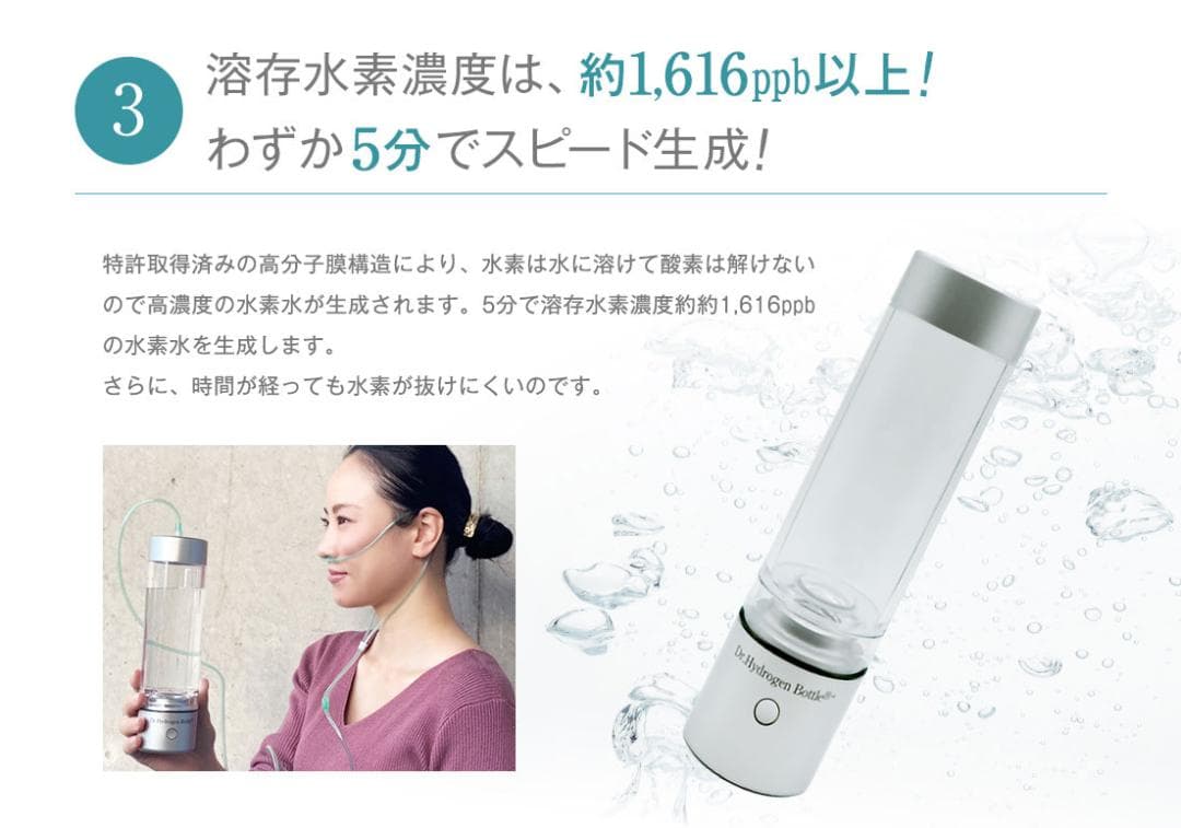 Dr.水素ボトル＋　充電式高濃度水素ガス＆水素水生成器