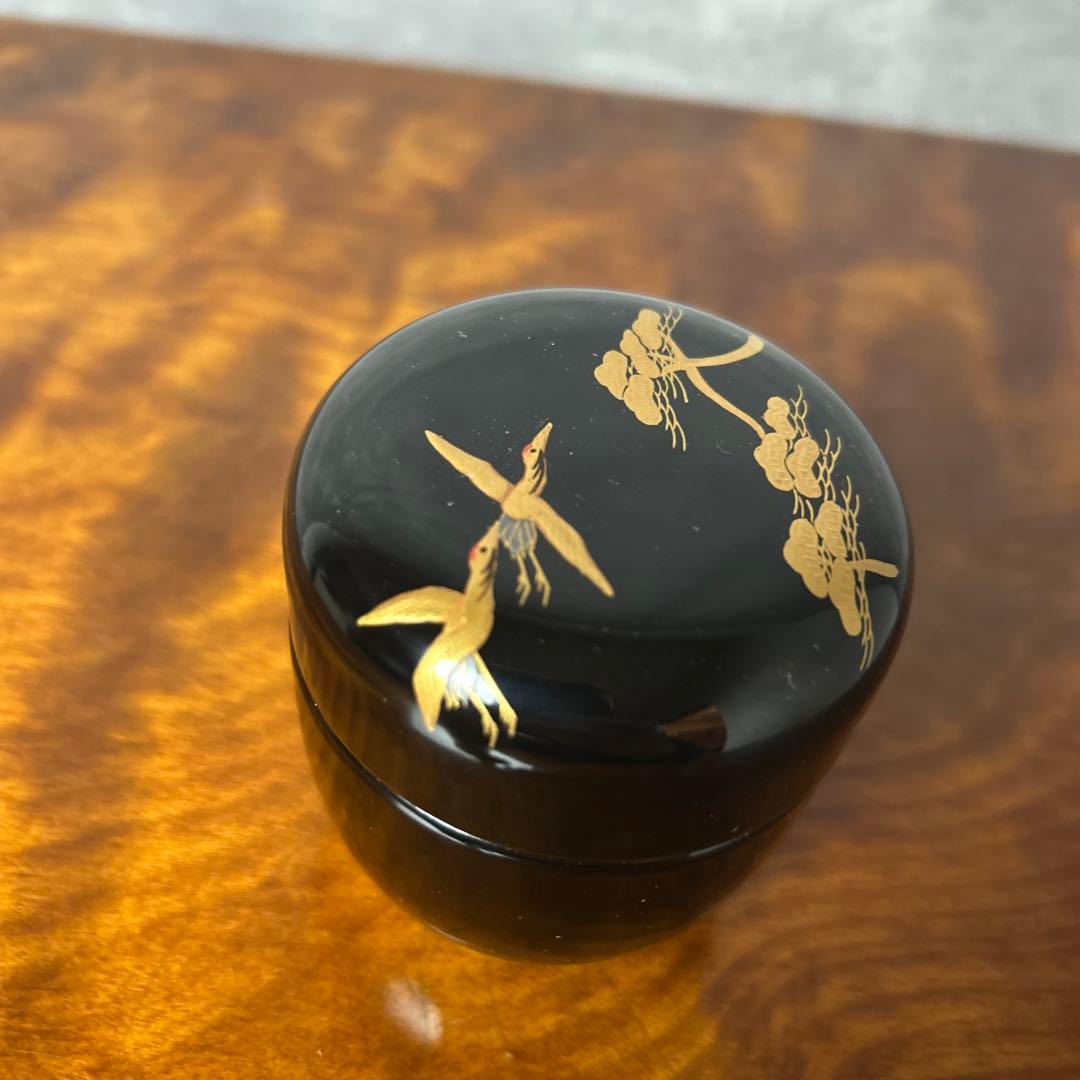 茶道具 木製 溜塗 中棗 花鳥風月蒔絵 共箱付