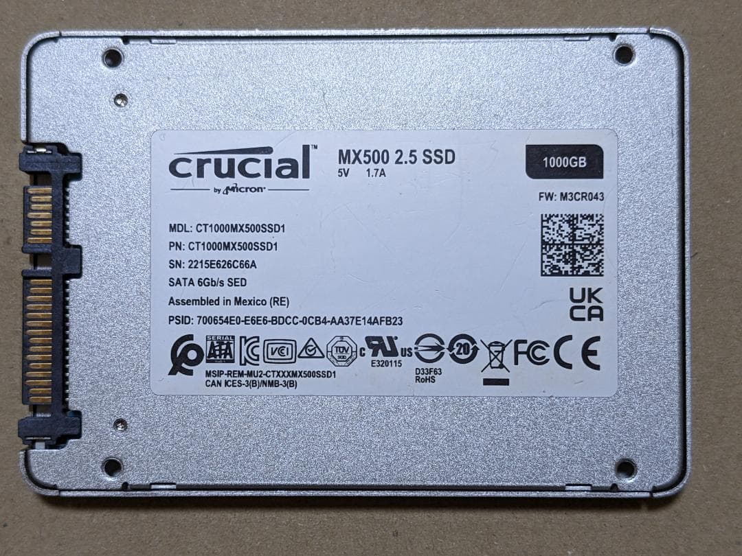 内蔵型SSD crucial MX500 2.5 SSD 1000GB (1TB)