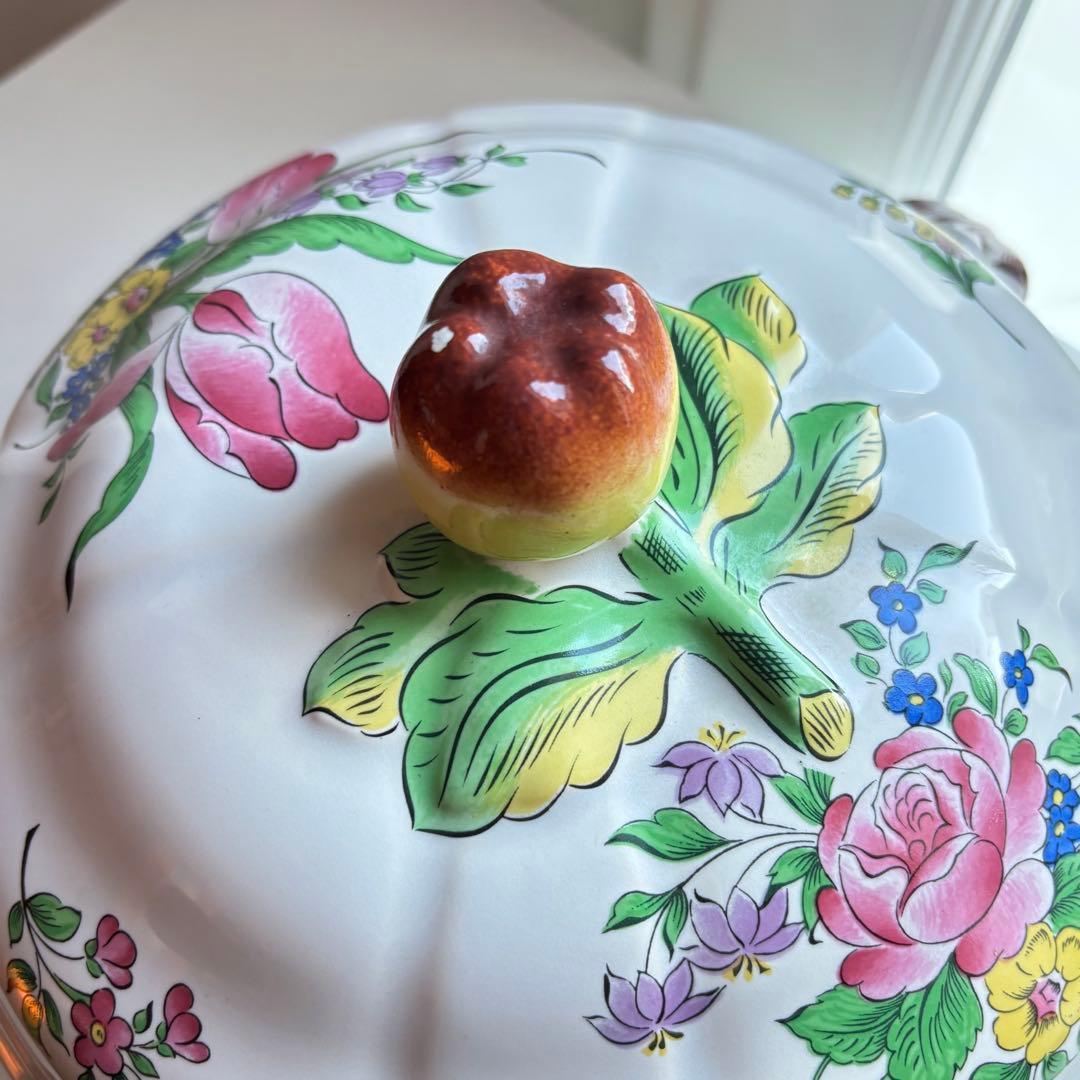 フランス アンティーク リュネヴィル K&G スーピエール 蓋付ボウル 花柄