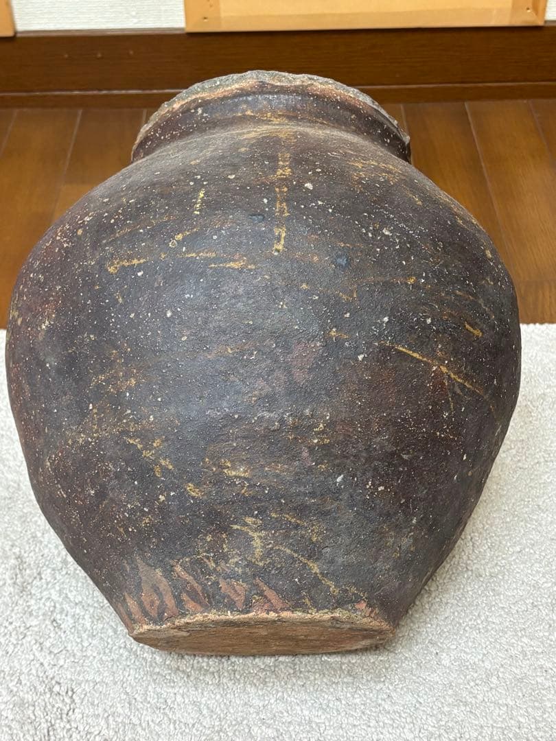 古越前壺　無釉焼き締め壺　 古美術　花器 置き飾り時代物