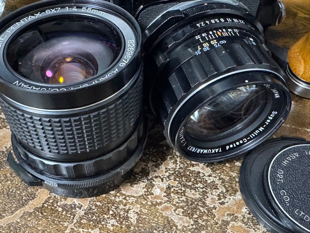PENTAX 67後期TTL レンズ2点セット　純正グリップ付き