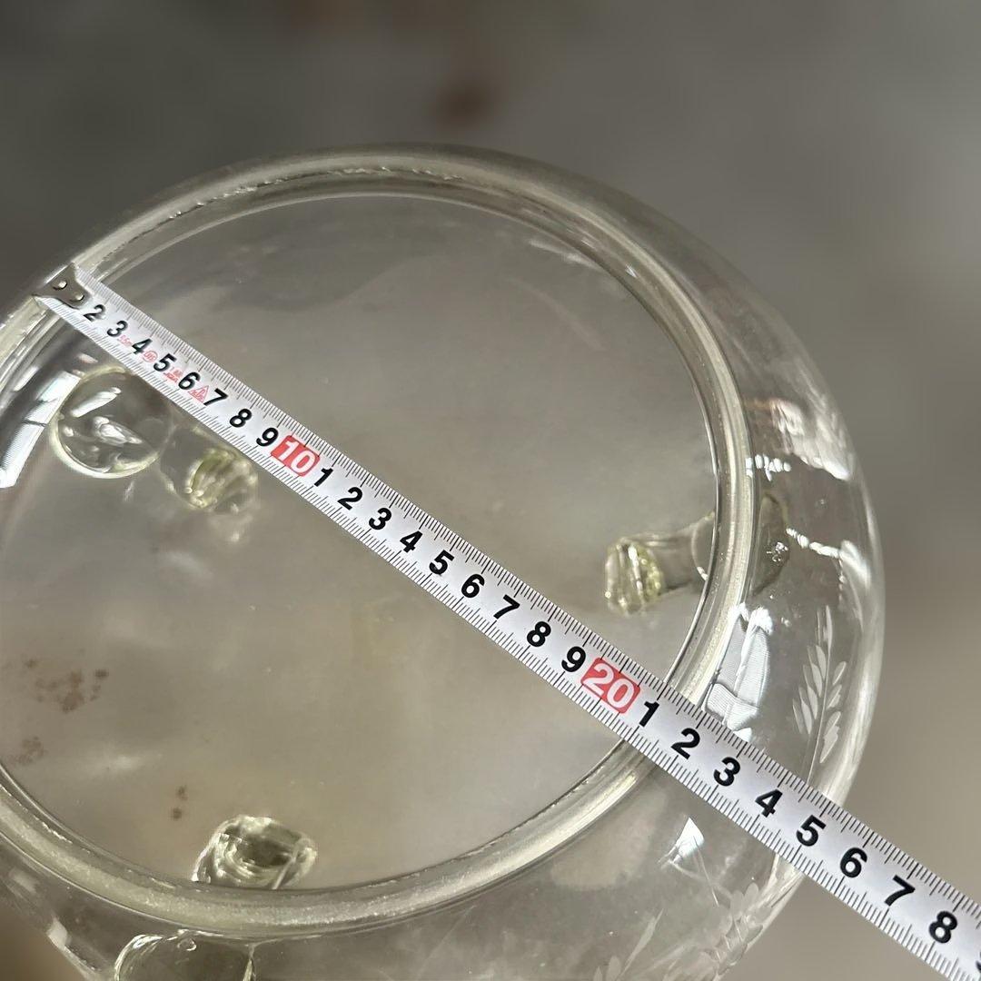 ヴィンテージ　蔵からでてきた植物模様のエッチング ガラスボウル　金魚鉢