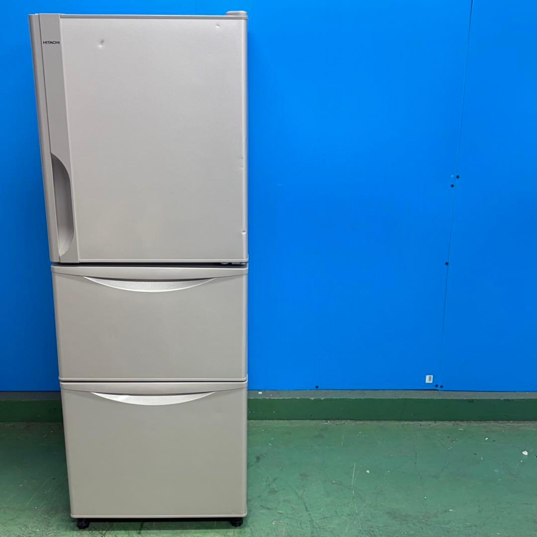 877 日立　中型冷蔵庫　265L 小型　一人暮らし　3ドア　右開き　ゴールド