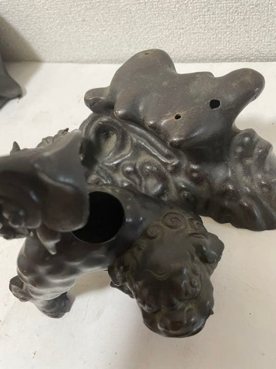 骨董香炉　置物  銅製香炉　作家物獅子香炉