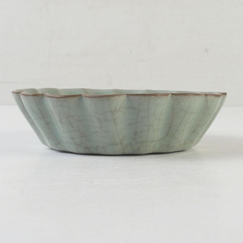 箱木隆司　中国　哥窯　青磁　氷烈文　輪花皿　C　A37