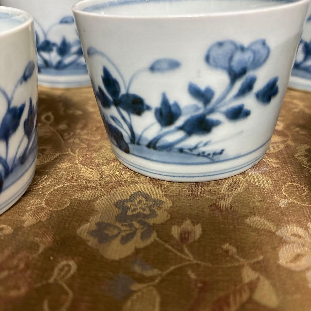 江戸時代古染め付け蕎麦猪口　 　5客