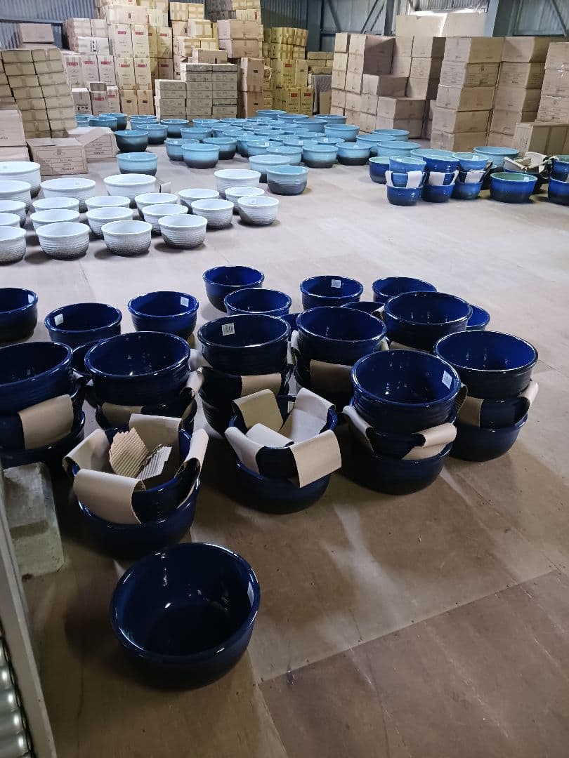 新品　∅51　特大　陶器　睡蓮鉢　手造り　メダカ鉢　難有　ラピスブルー　青LDB