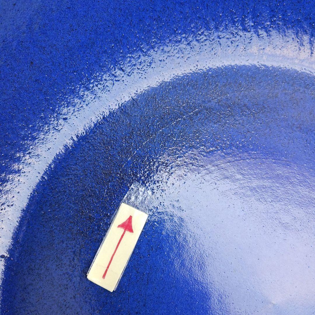 新品　∅51　特大　陶器　睡蓮鉢　手造り　メダカ鉢　難有　ラピスブルー　青LDB
