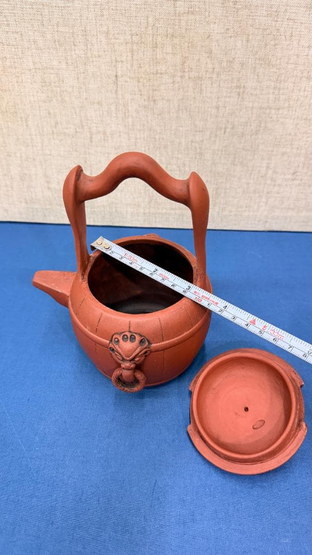 在銘獅子面環装 古紫砂提梁壺（ていりょうこ） 用の美際立つ一点物静かな風格と土味