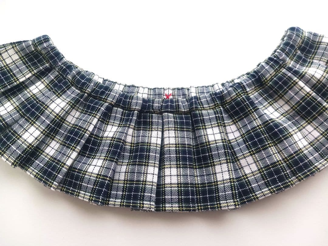 LOVOTラボット服ハンドメイド　265　白黒系チェックのタックスカート