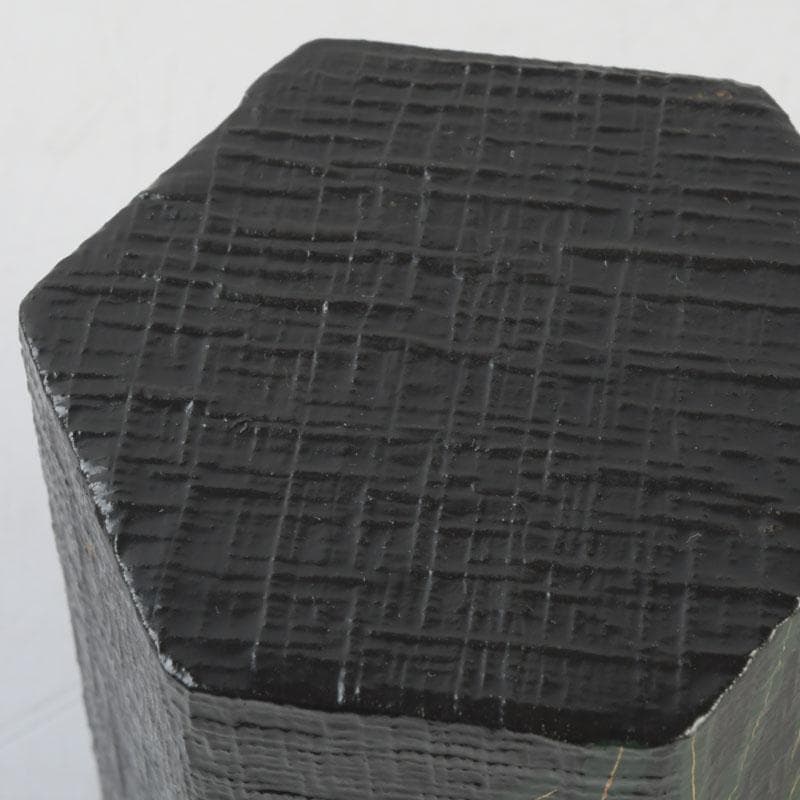 茶道具　山中塗　中村宗悦作　黒一閑　杜若蒔絵　茶器　共布共箱　V　9948