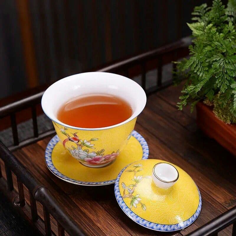 陶磁器エナメルの蓋椀一つの大きいサイズの焼き茶碗中国式復古茶器家庭用のお茶器i