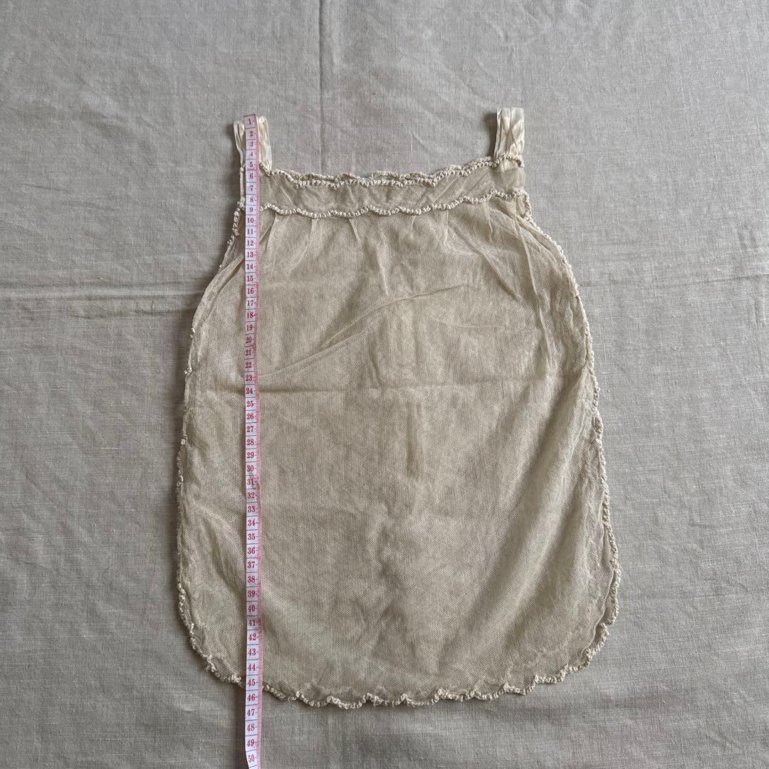 N-70フランスアンティークレース　チュールレース　キャミソール　刺繍