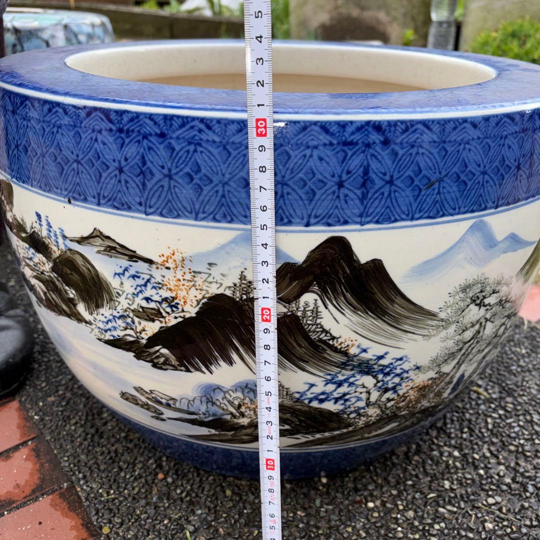 火鉢 海鼠釉 鉢 金魚鉢 睡蓮鉢 染付 メダカ鉢 釜道具 灰道具　6点