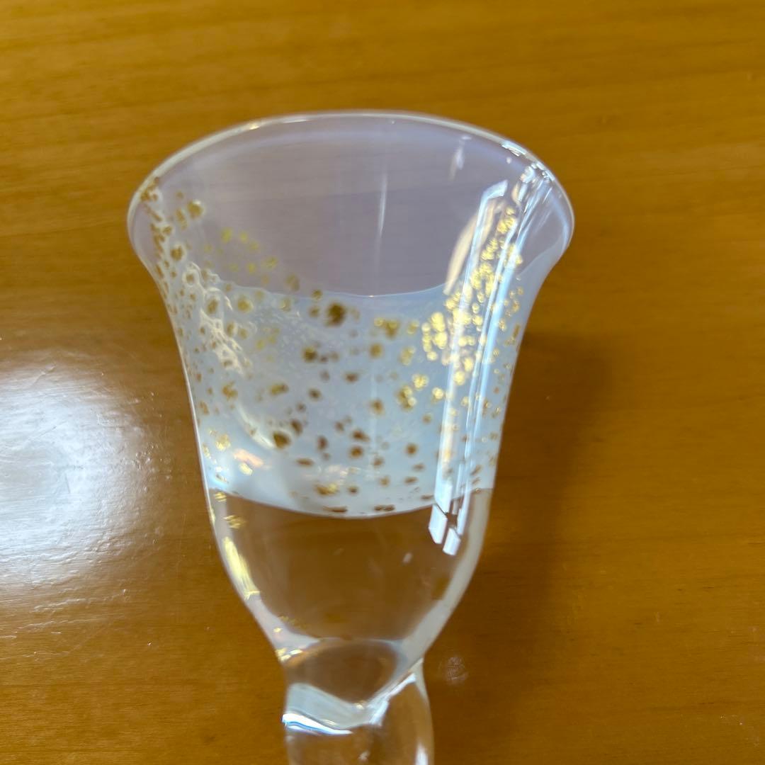 作家　ガラス作家　上島あいこ　酒器　酒盃　　グラス　2種　金彩　金箔　吹きガラス