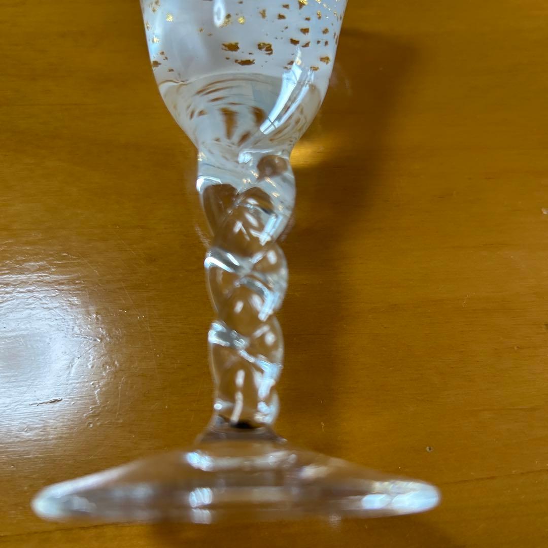 作家　ガラス作家　上島あいこ　酒器　酒盃　　グラス　2種　金彩　金箔　吹きガラス