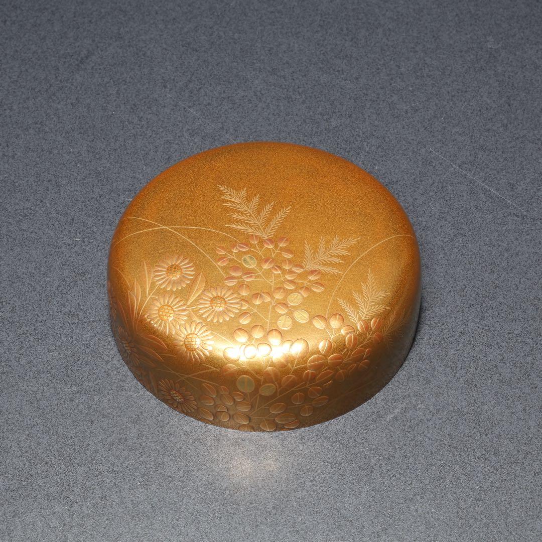 棗　秋草文　清水宗水　金蒔絵　共箱　R1690P2
