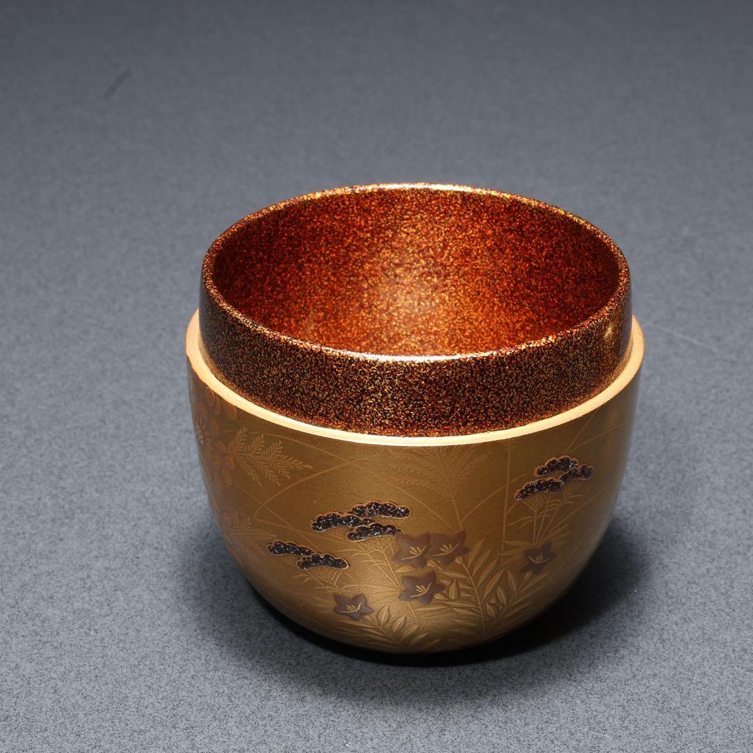 棗　秋草文　清水宗水　金蒔絵　共箱　R1690P2