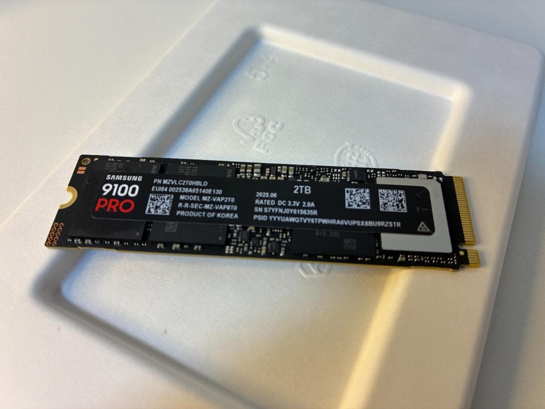 【使用４時間・正規品・動作確認】Samsung 9100 Pro 2TB SSD