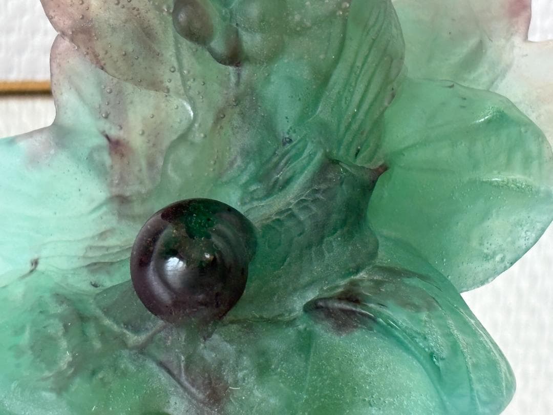 ✨難あり❓✨ガラス製植物と蝸牛のオブジェ　ドーム・ナンシー　フランスアンティーク