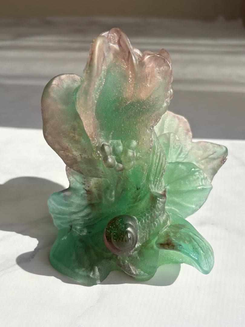✨難あり❓✨ガラス製植物と蝸牛のオブジェ　ドーム・ナンシー　フランスアンティーク