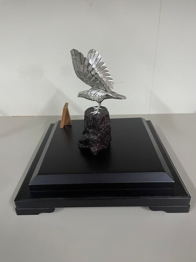 純銀製 麗鳥 白鷹 光則作 専用ガラスケース付属 大淵武則 置物 骨董品 レア
