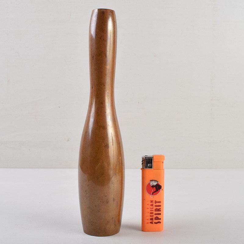 高岡銅器　須賀松園造　蝋型鋳銅　一輪生　花瓶　共箱　M　R9542