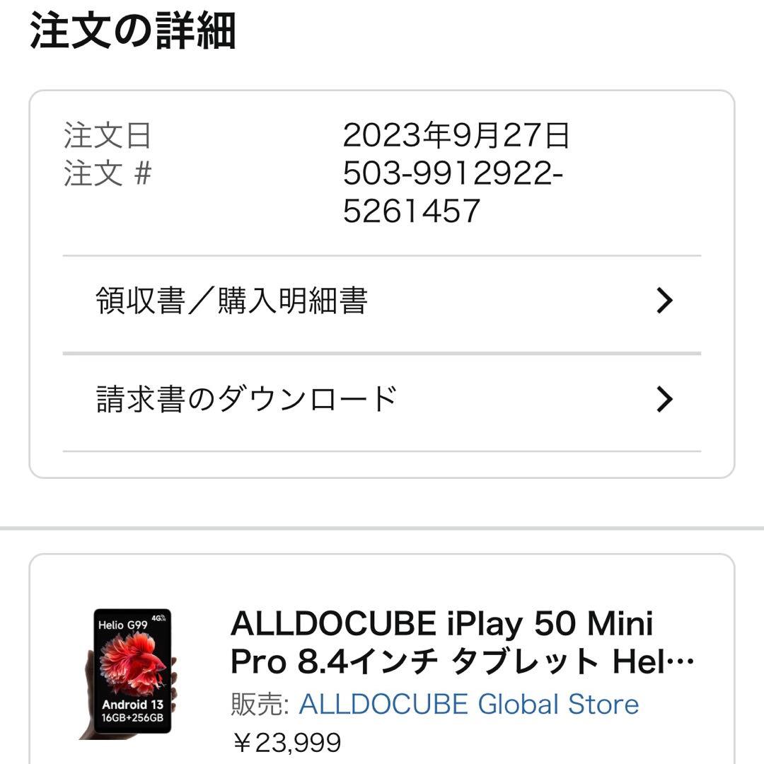 ALLDOCUBE iPlay50ｍini Pro 256GB 8.4インチ