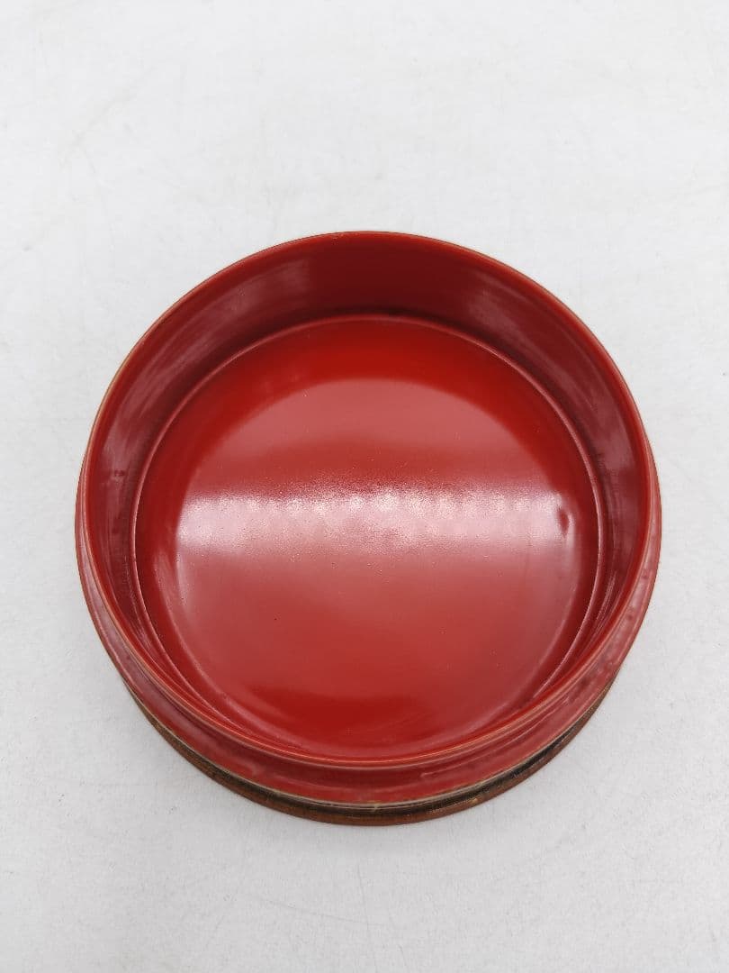 d034 【未使用】香合 溜塗　虫籠 中村湖彩 紙箱 茶道具
