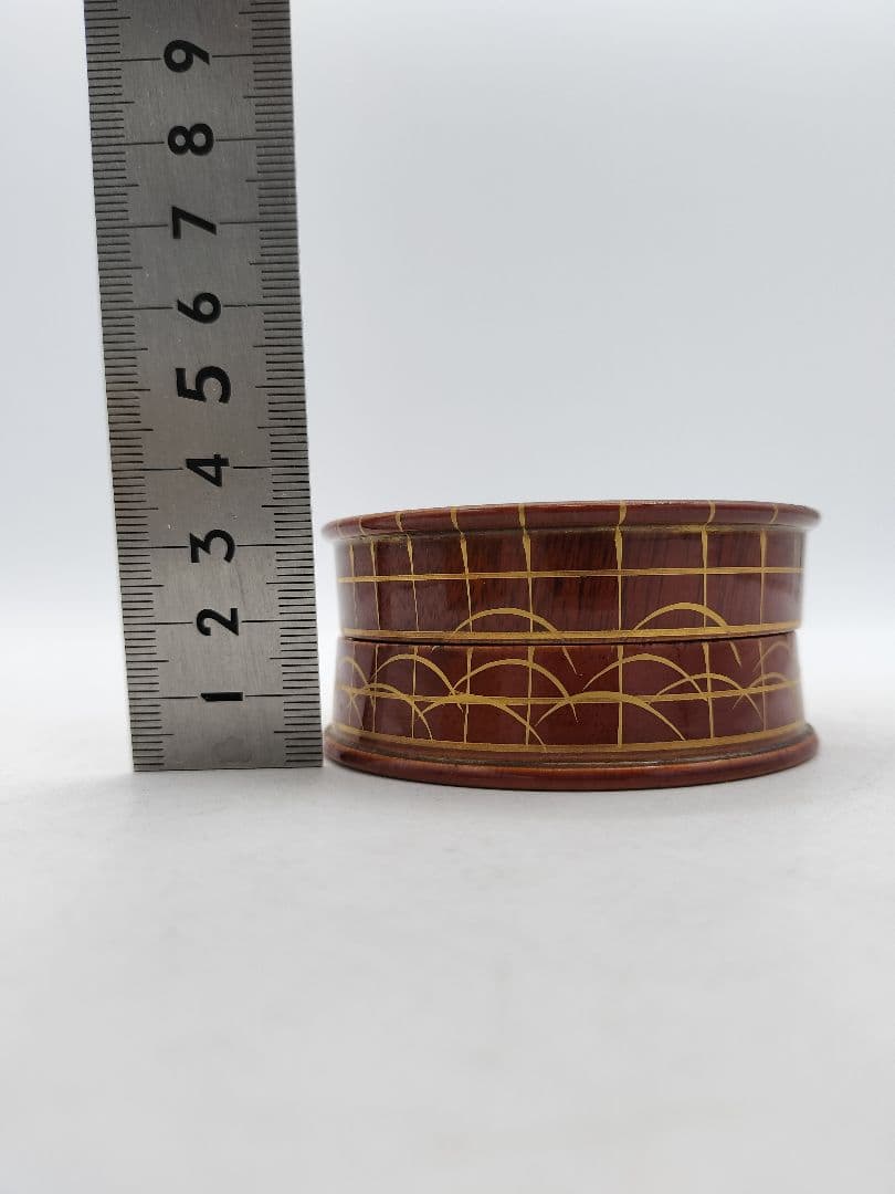 d034 【未使用】香合 溜塗　虫籠 中村湖彩 紙箱 茶道具