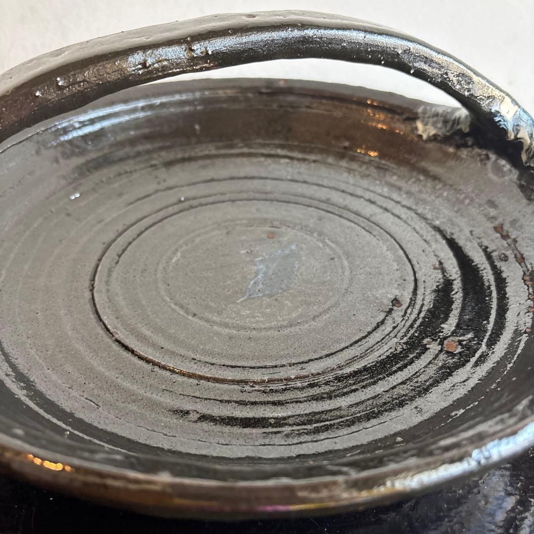 大皿　手付き　鉢　花器　皿　食器　インテリア　焼物　工芸　美術品　黒色　芸術